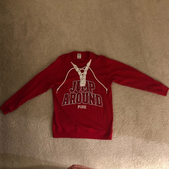 PINK Wisconsin ‘Jump Around’ red sweatshirt - Picture 3 of 5